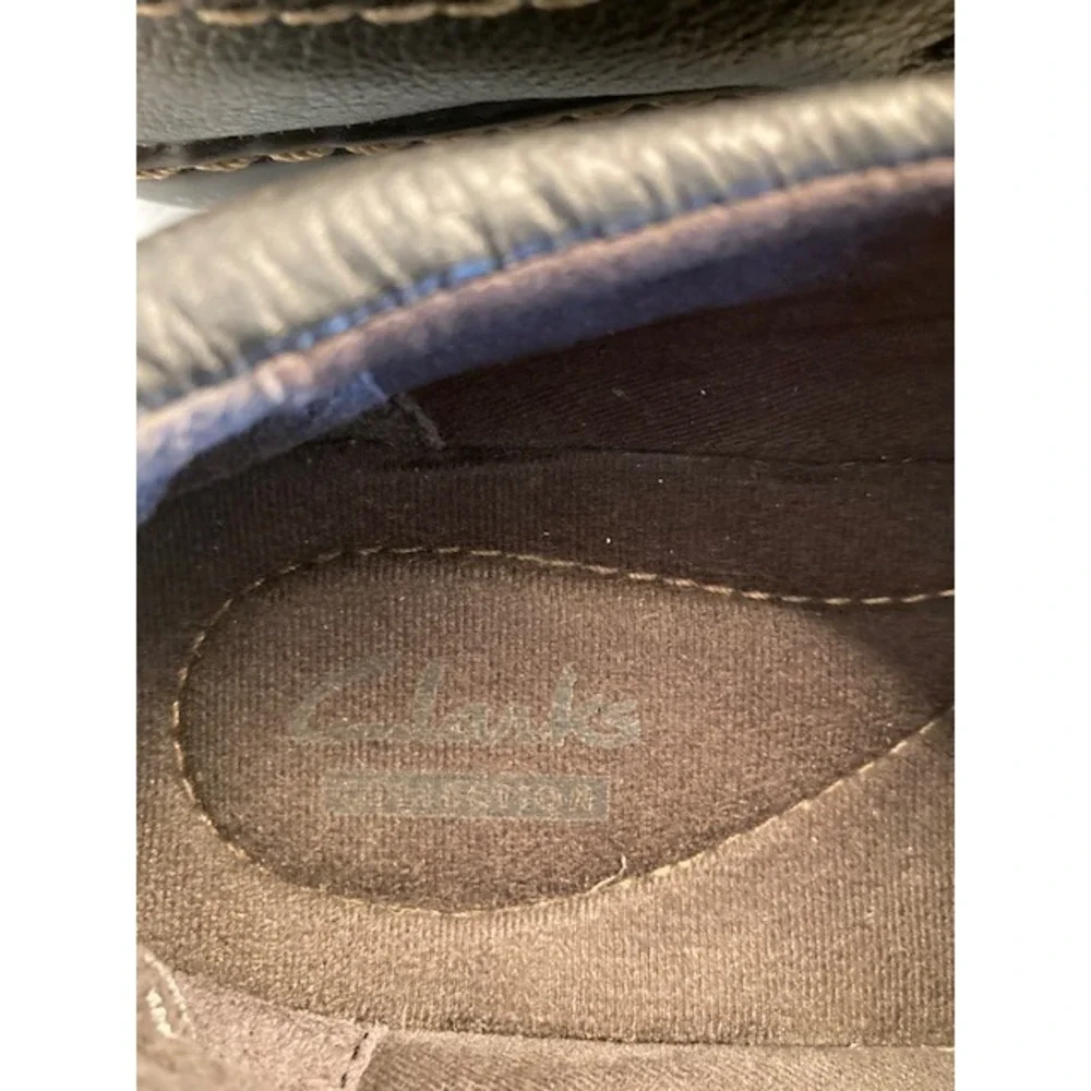 Clarks Un Loop Leather Slip-Ons Front Stitching 7 Black